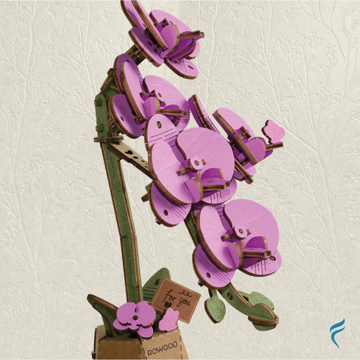 Una hermosa flor armable tipo Rompecabezas 3D, Diseño: Orquídea Morada