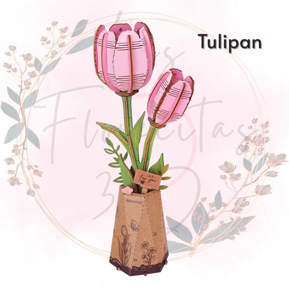 Una hermosa flor tipo Rompecabezas 3D, Diseño: Tulipan